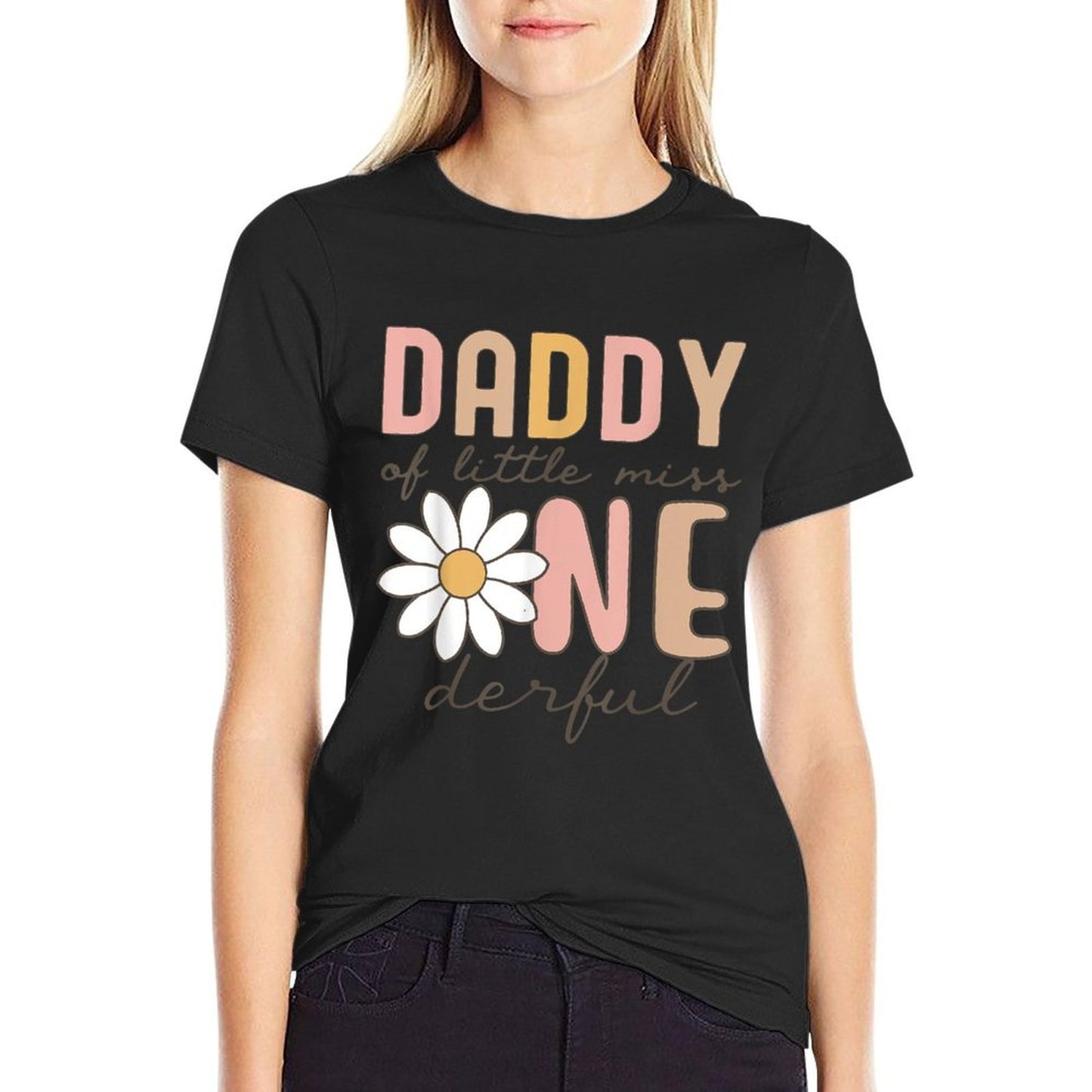 Daddy of Little Miss Onederful First Birthday Daisy Family  Easy-care T-Shirt