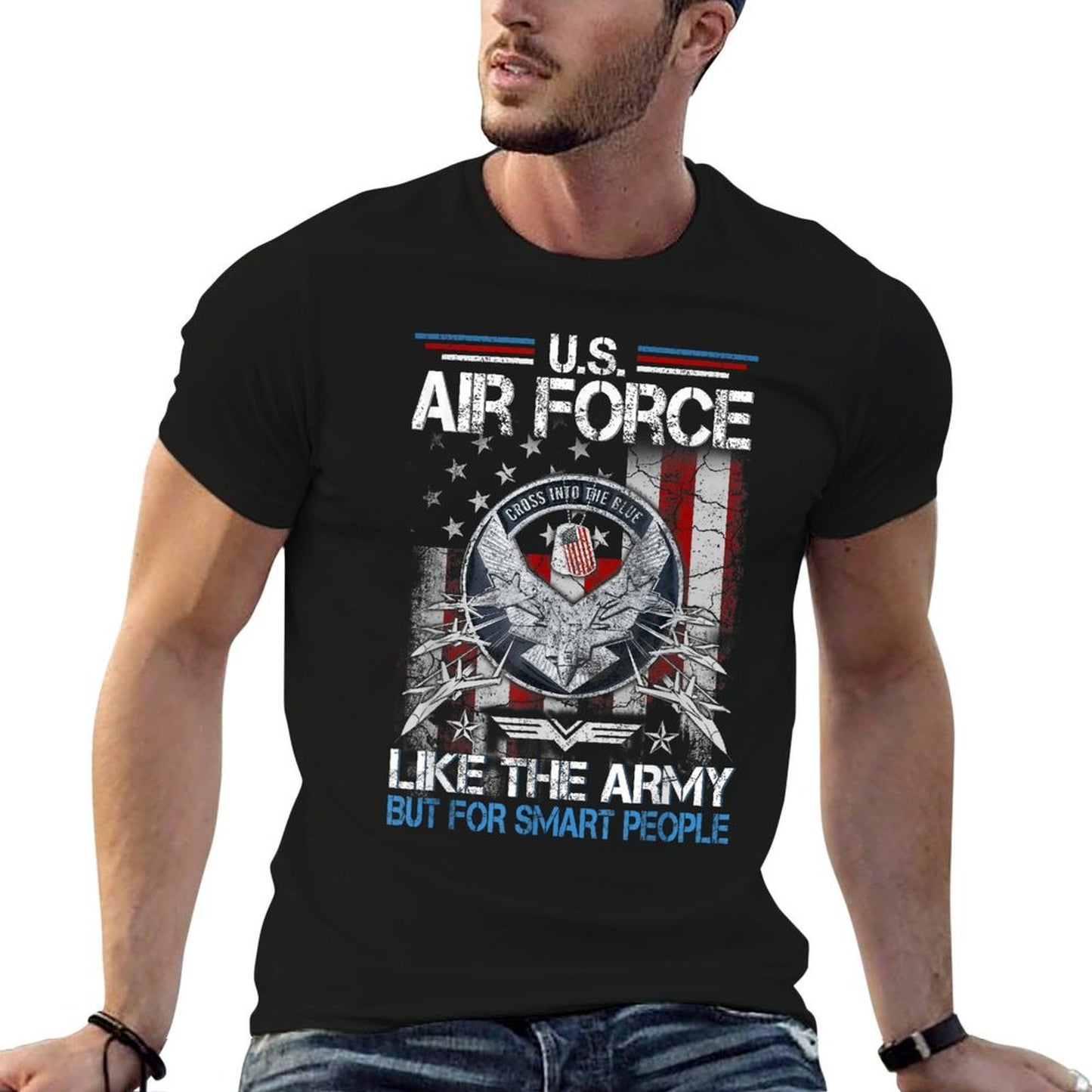 U.S. Air Force Like The Army But For Smart People  Oversized Silhouette T-Shirt