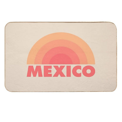 Mexico Retro Rainbow Orange  High-Traffic Bath Mat