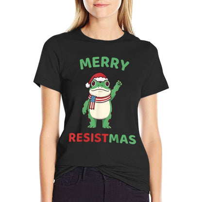 Frog Retro Merry Resistmas Funny Political Christmas  Odor-resistant T-Shirt