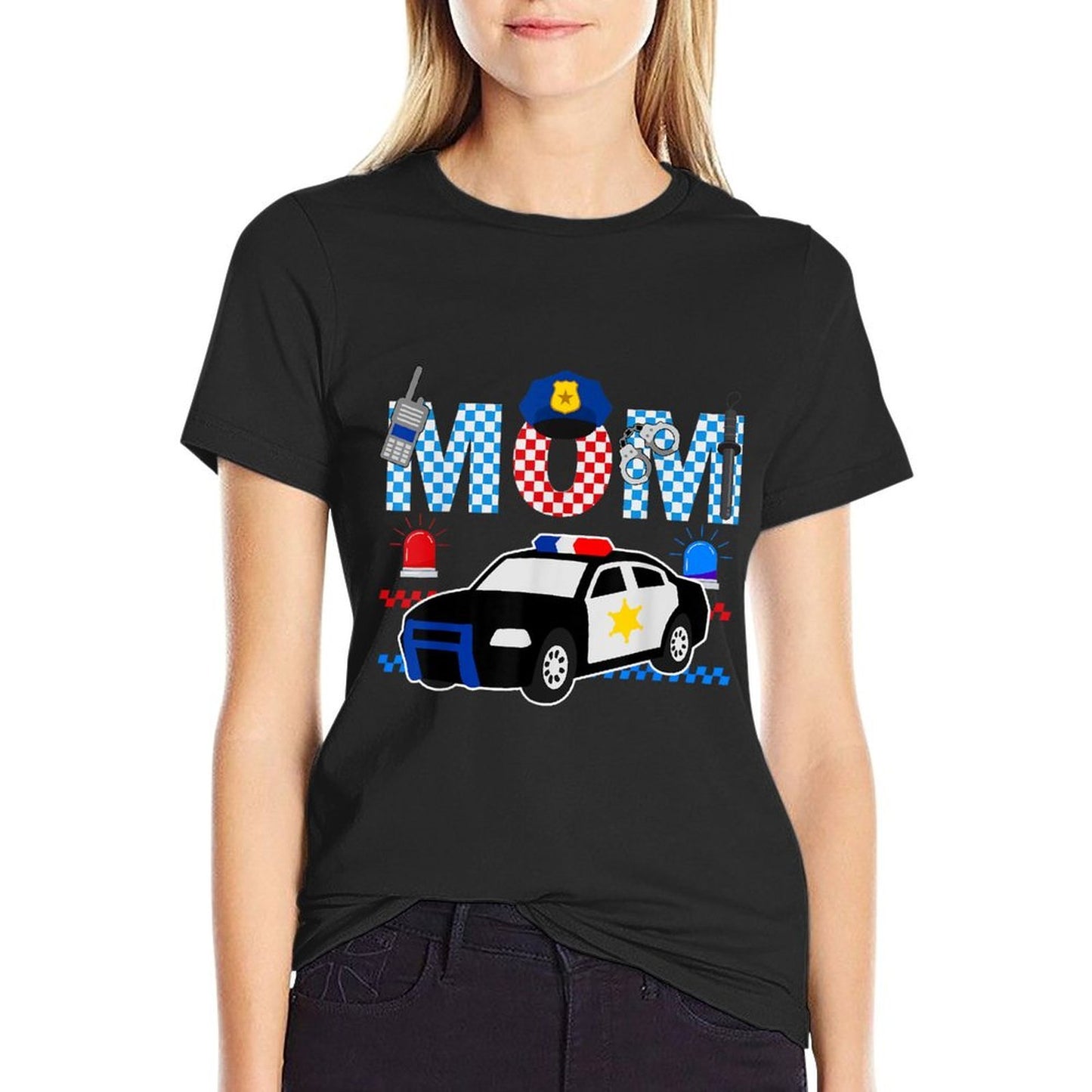 Cop Mom Police Themed Kids Birthday Officer Party Matching  Easy-care T-Shirt