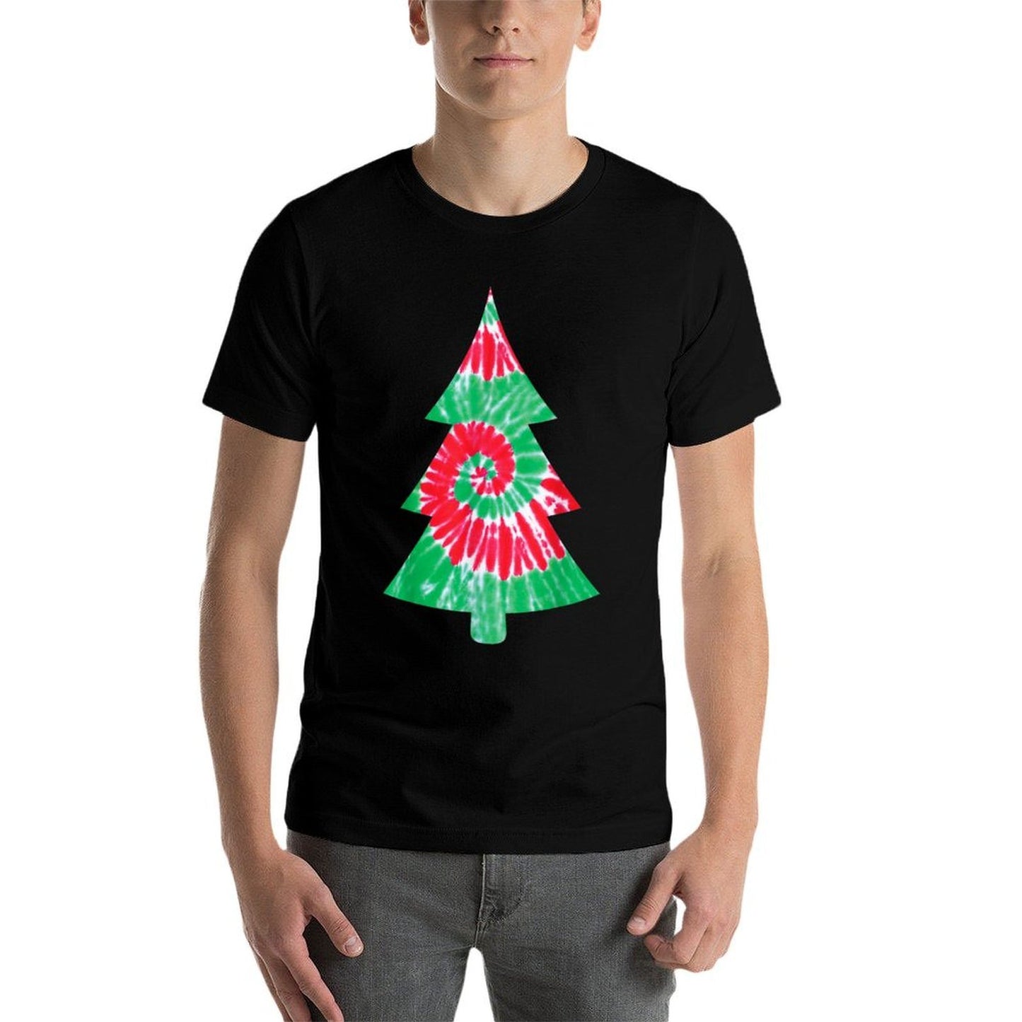 Groovy Christmas Tie Dye Tree T Tye Die Top  High-quality Stitching T-Shirt