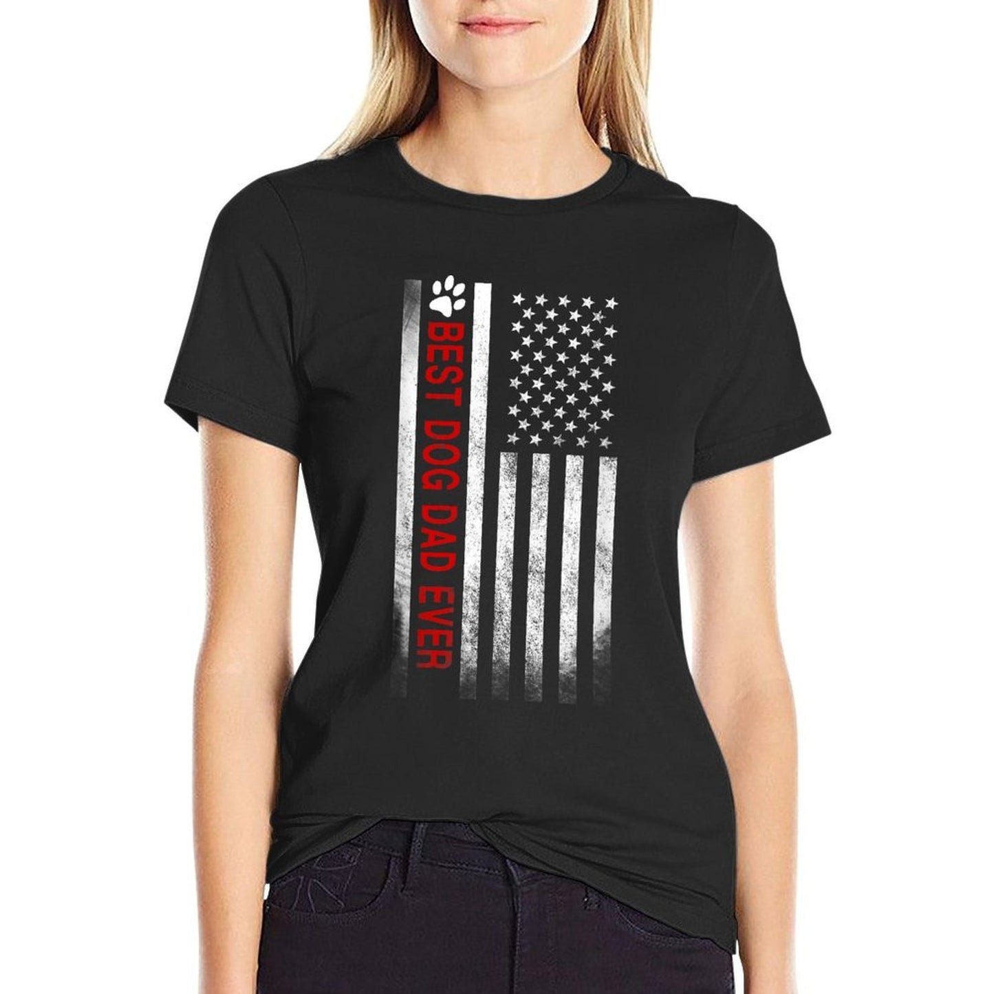 Best Dog Dad Ever American Gift for Best Father  Odor-resistant T-Shirt