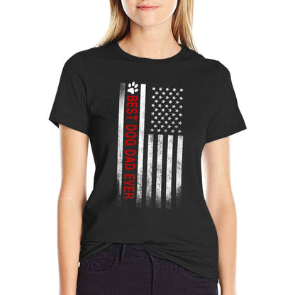 Best Dog Dad Ever American Gift for Best Father  Odor-resistant T-Shirt