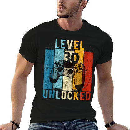 Mens Level 30 Unlocked Video Gamer 30 Year Old 30th Birthday Gift Comfortable T-Shirt