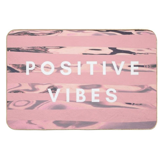 Pink Water Beach Positive Vibes Quote  Odorless Bath Mat