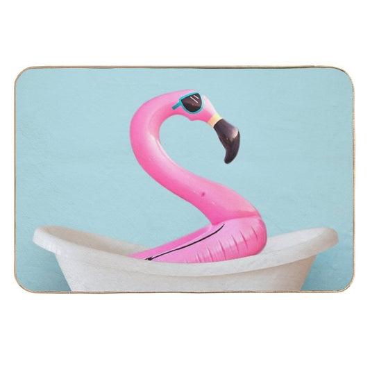 Playing Flamingo in Bathtub  Multi-Purpose Bath Mat