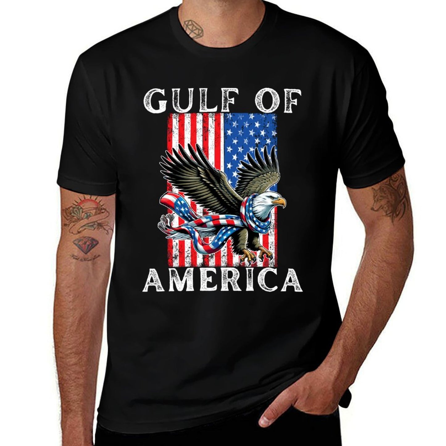 Gulf of USA America Mexico Gulf Est 2025 US American Flag High-quality Stitching T-Shirt
