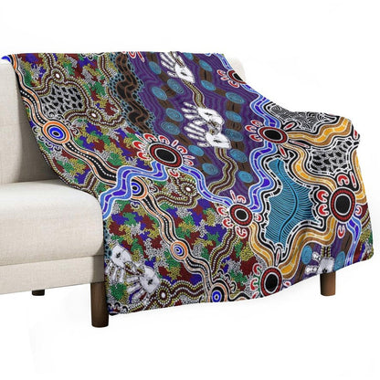 Authentic Aboriginal Art - Discovering Your Dreams Shrink-resistant Throw Blanket