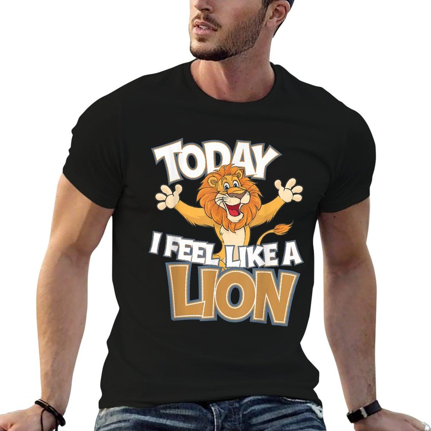 Childrens Today I Feel Like A Lion Tshirt  Kids Lion  Cotton T-Shirt