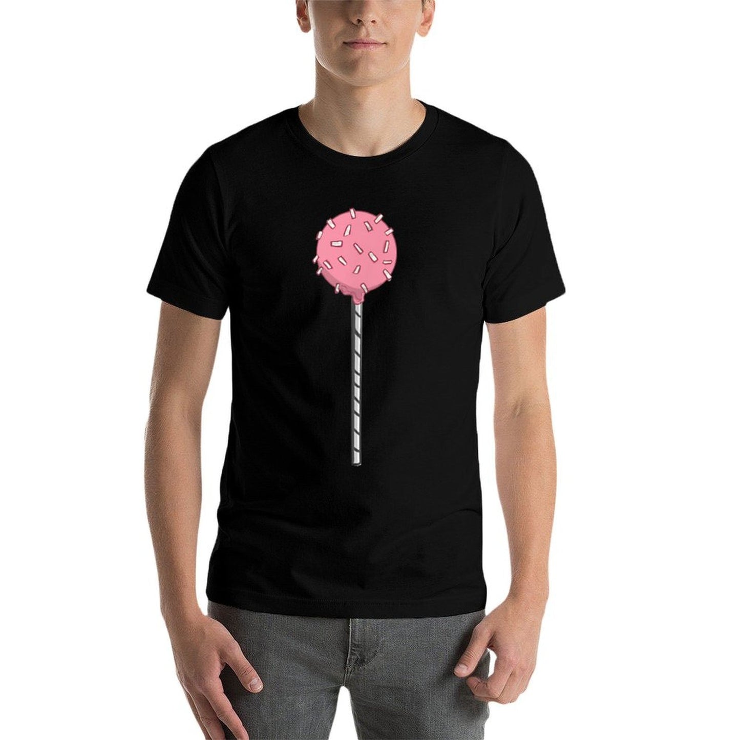 Cute Vintage Pink Cake Pop with Sprinkles Happy Birthday  Heathered Texture T-Shirt