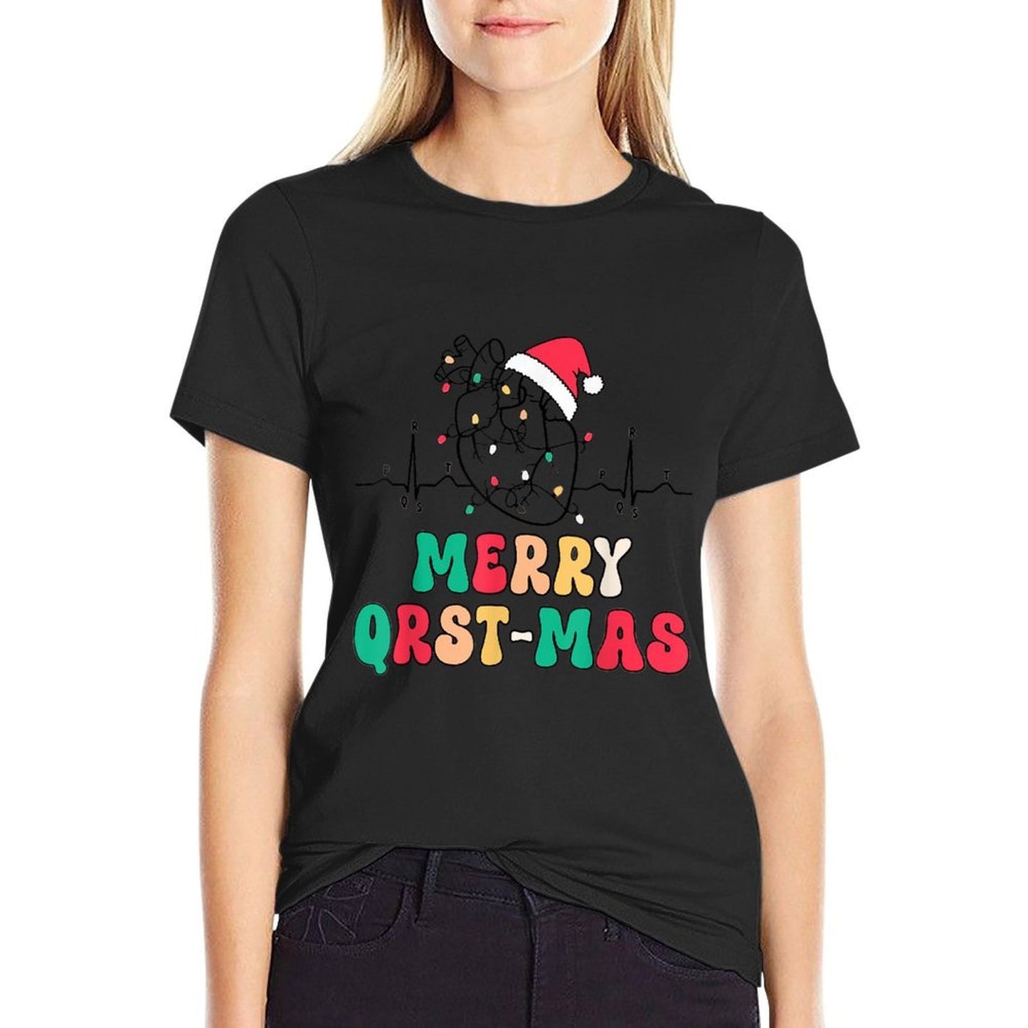 Cardiology Nurse Christmas ECG Heart Anatomy Tachy Cvicu Icu  Eco-friendly Material T-Shirt