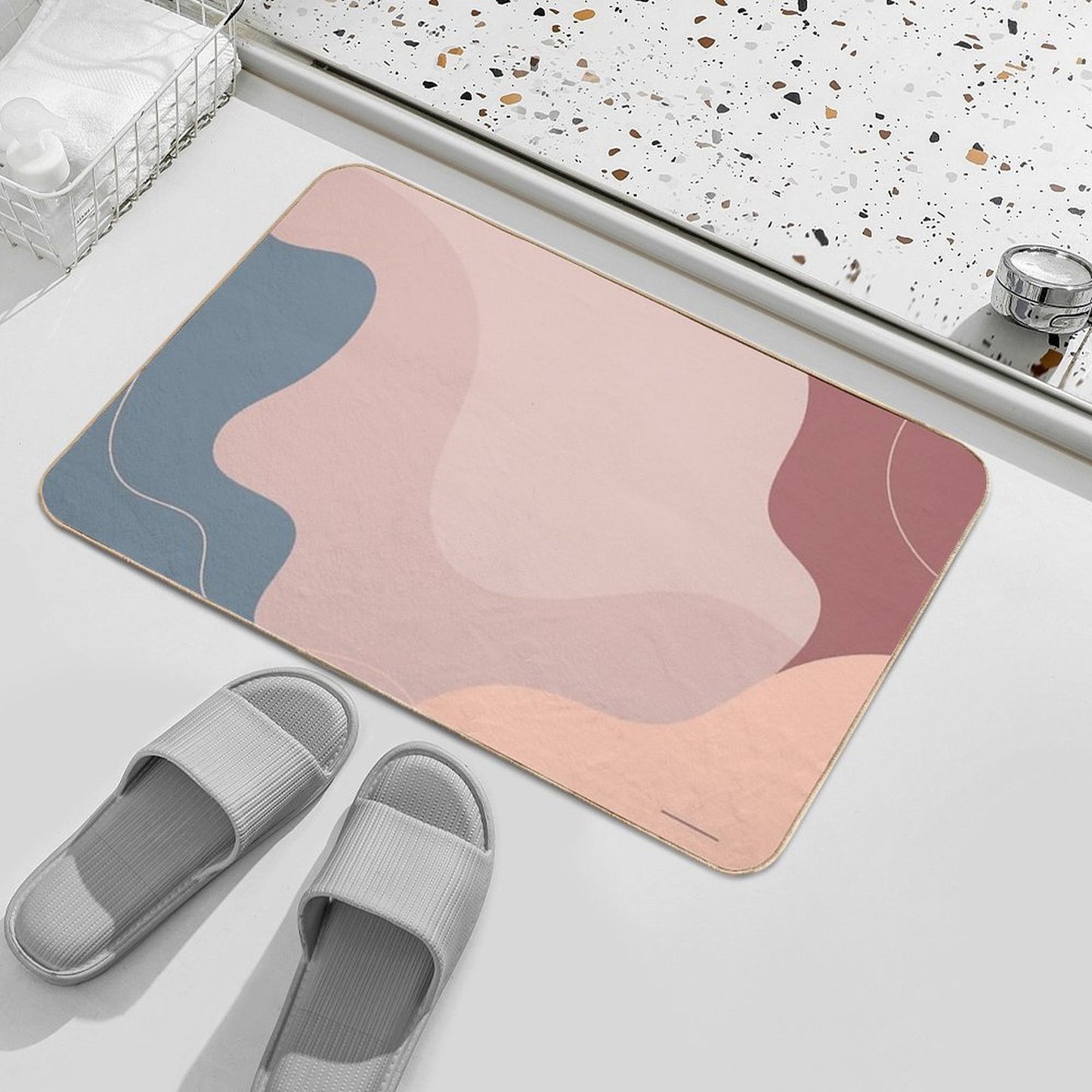 Abstract Waves Pattern  Non-Slip Bath Mat