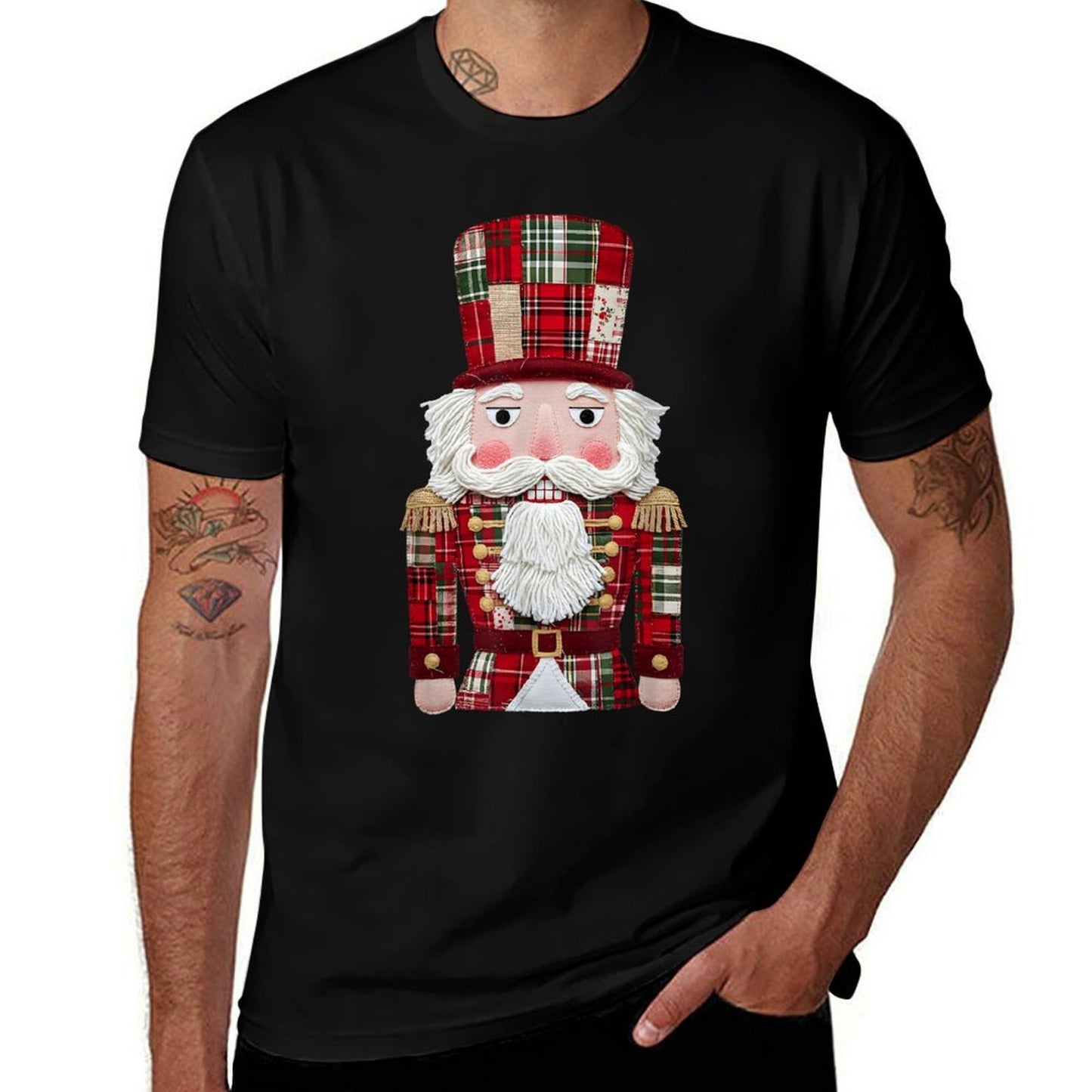 Nutcracker Patchwork Merry Christmas Men Women Kid Xmas  Classic T-Shirt