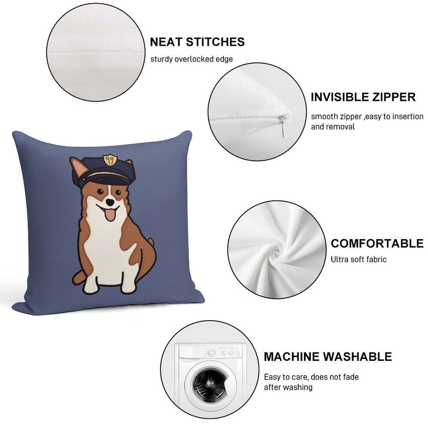 Cheddar with Police Hat Soft Ultra-Soft Texture Throw Pillow