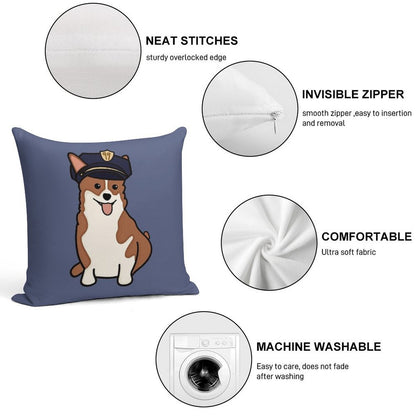 Cheddar with Police Hat Soft Ultra-Soft Texture Throw Pillow