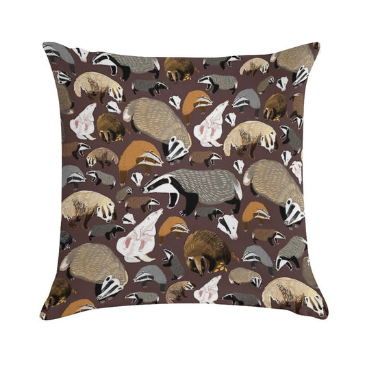 European Badger Soft Short Plush Fabric Throw Pillow
