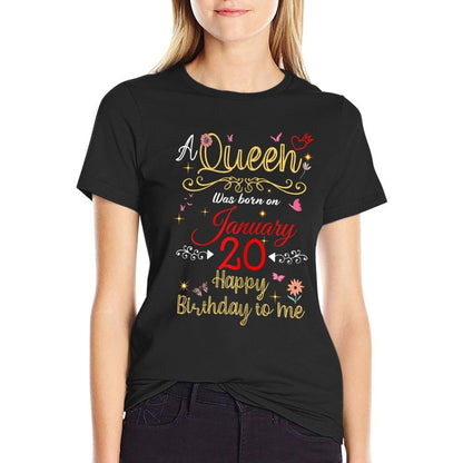 A Queen Was Born on January 20 January 20th Birthday  Polyester Blend T-Shirt