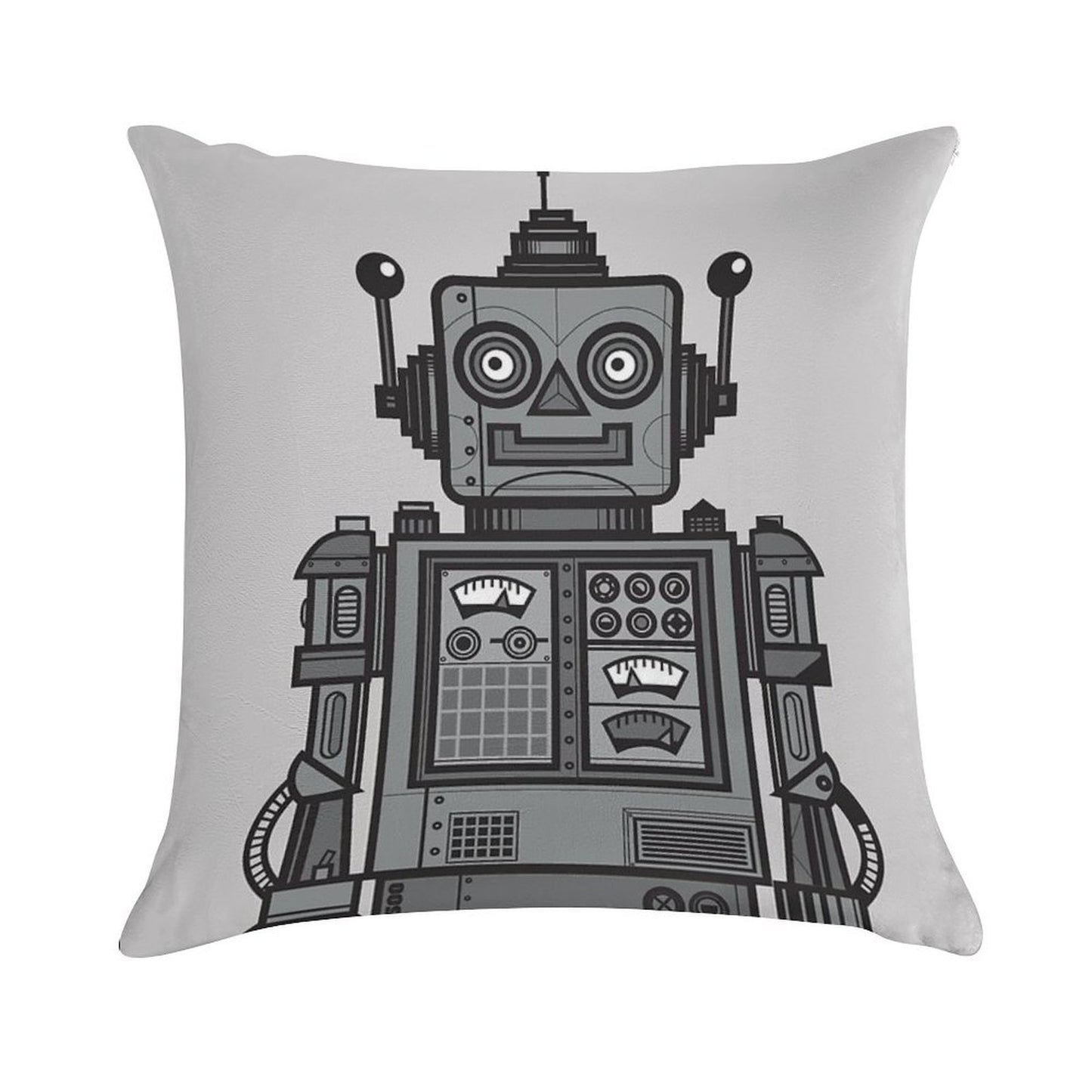 Vintage Robot Soft Shrink-Resistant Throw Pillow