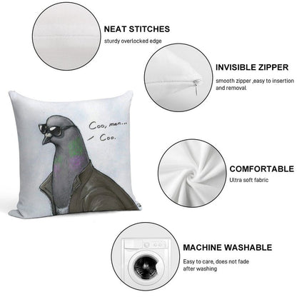 Coo' Man, Coo' Pigeon Soft Washable Throw Pillow