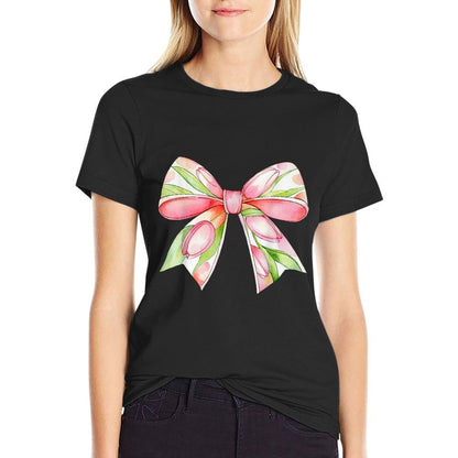 Easter Tulip Coquette Bow Pink Spring Flowers Floral Tulips  Tagless Design T-Shirt