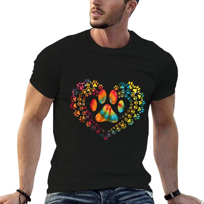 Tie Dye Love Dog Paw Print Heart Animal Lover  Soft T-Shirt
