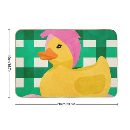Spa Day, Towel-Wrapped Duck, Self-Care Sunday Illustration, Pink Towel & Bubbles Poster, Pampered Duck Cozy Bath Time  Long-Lasting Bath Mat