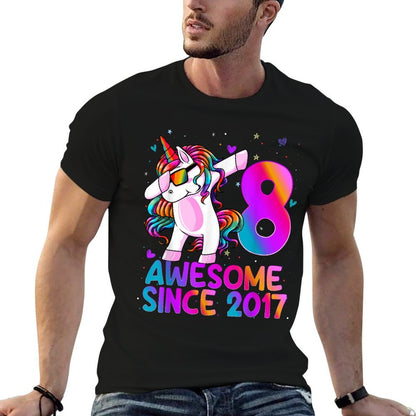 Dabbing Unicorn 8 Year Old 8th Birthday Girl Unicorn Party  Classic T-Shirt