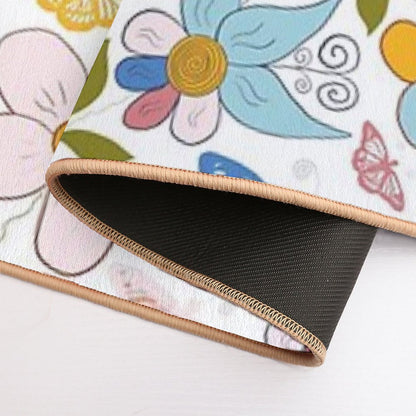 Whimsical  Beautiful Summer Butterfly Garden  Absorbent Bath Mat