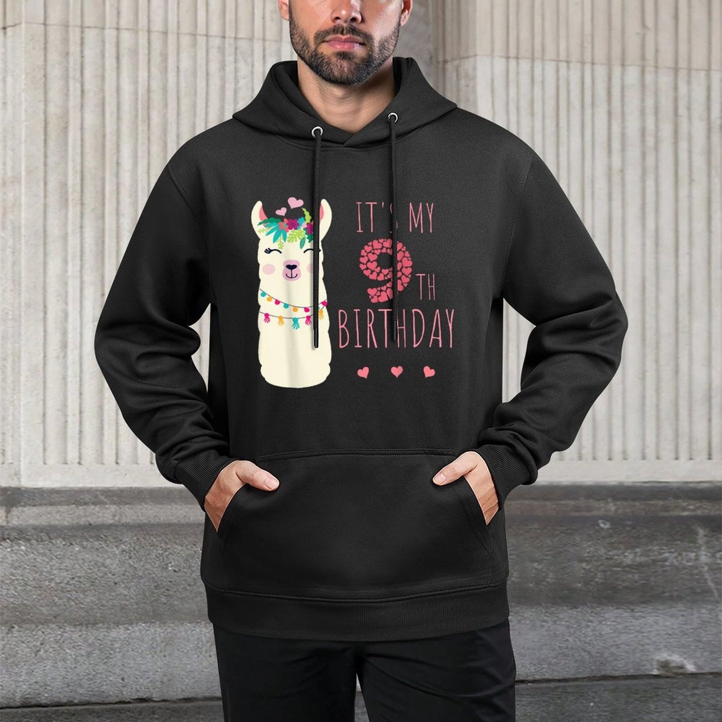 It's My 9th Birthday Nine Year Old Girl Birthday Cute Llama All-Day Comfort Hoodie