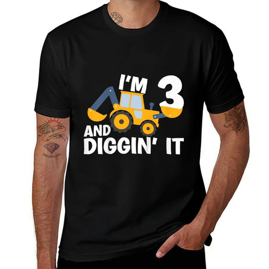 I'm 3 And Digging It Construction Excavator 3rd Birthday Comfortable T-Shirt