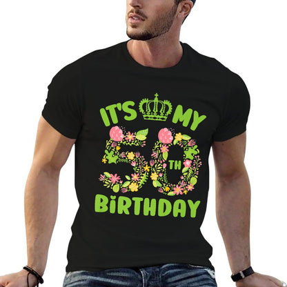 50 Year Old Birthday Flower Birthday Its My 50th Birthday Premium  Versatile T-Shirt