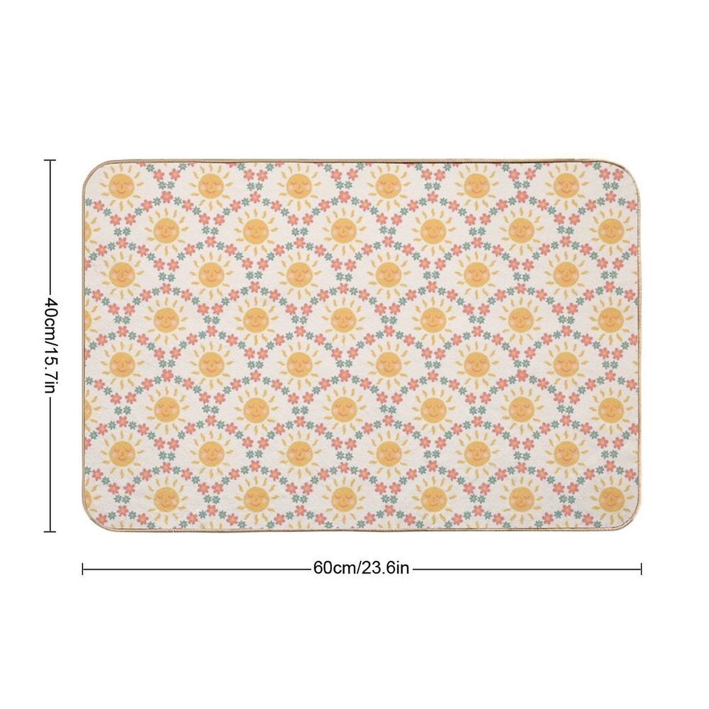 Smiling Sun & Daisies - Retro  Toxin-Free Bath Mat