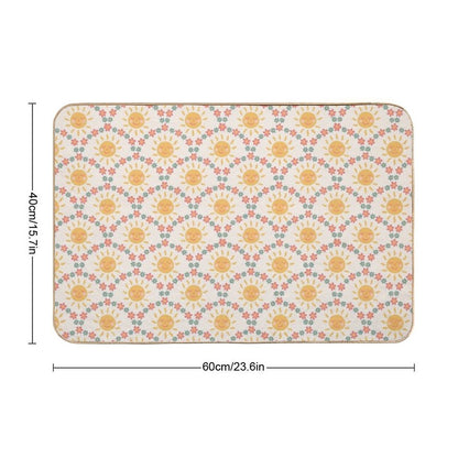 Smiling Sun & Daisies - Retro  Toxin-Free Bath Mat