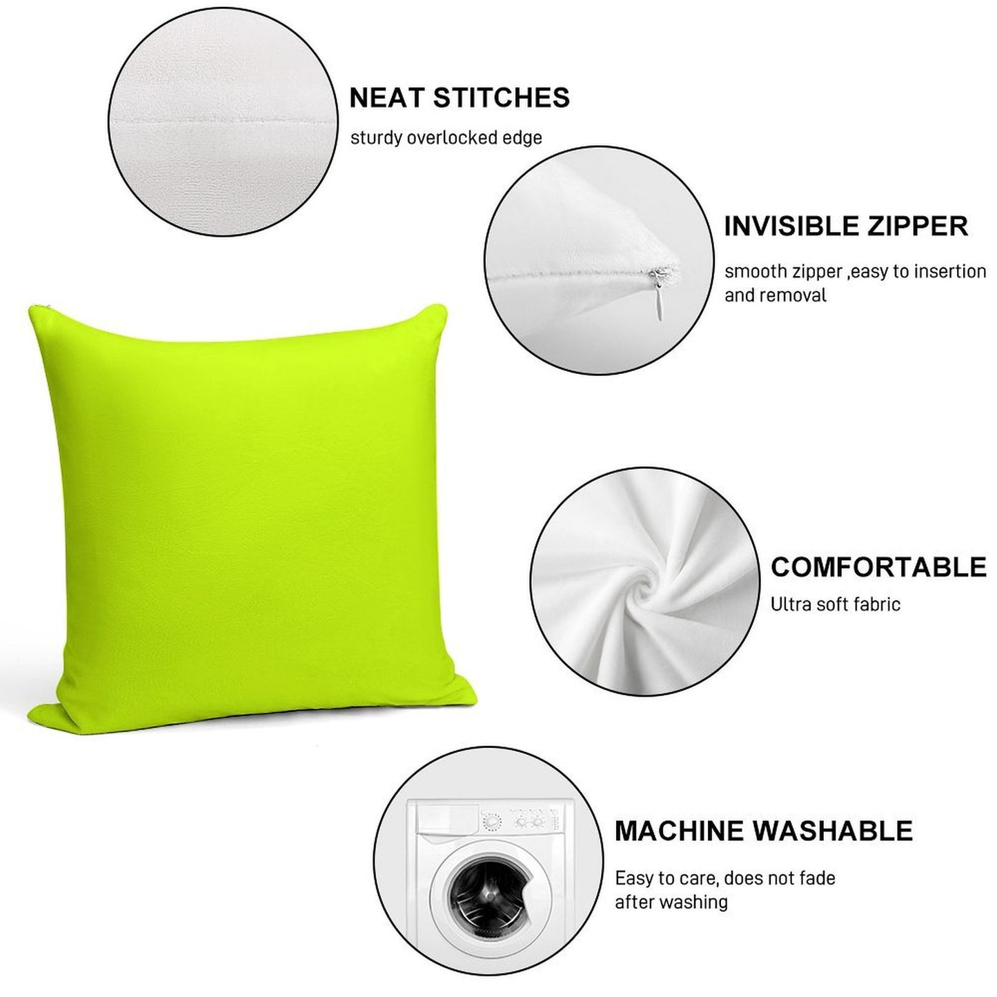 Bright Green Lime Neon Color Soft Shrink-Resistant Throw Pillow