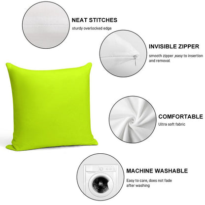 Bright Green Lime Neon Color Soft Shrink-Resistant Throw Pillow