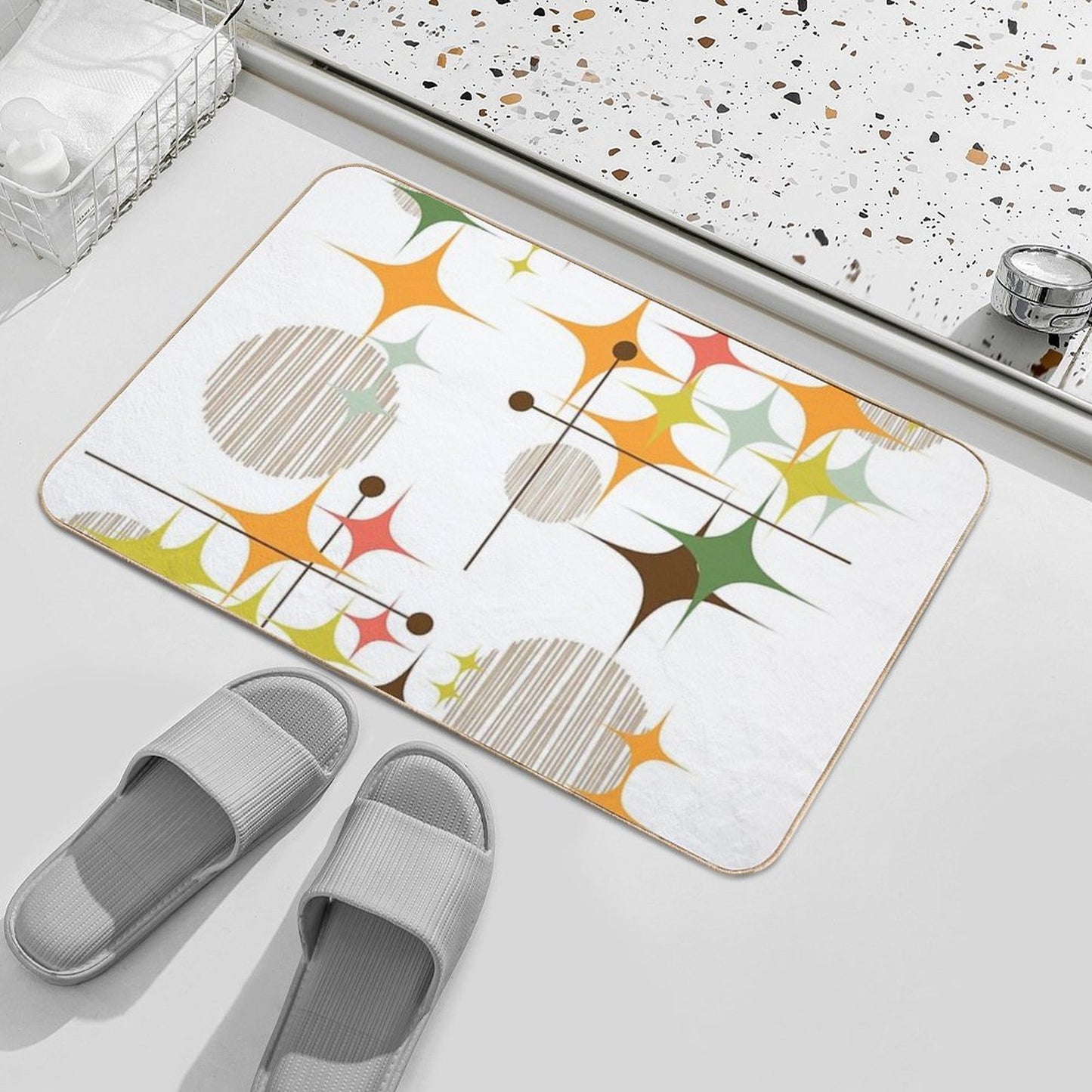 Eames Era Starbursts And Globes 3  Absorbent Bath Mat