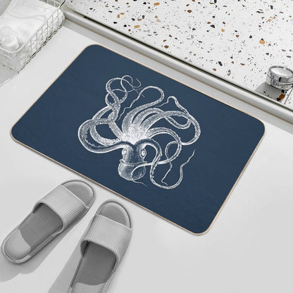 Vintage Octopus Kraken Engraving  Non-Slip Bath Mat