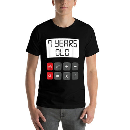 Funny Math Geek 7th Birthday Gift Math 7 Years Old Birthday  Heathered Texture T-Shirt