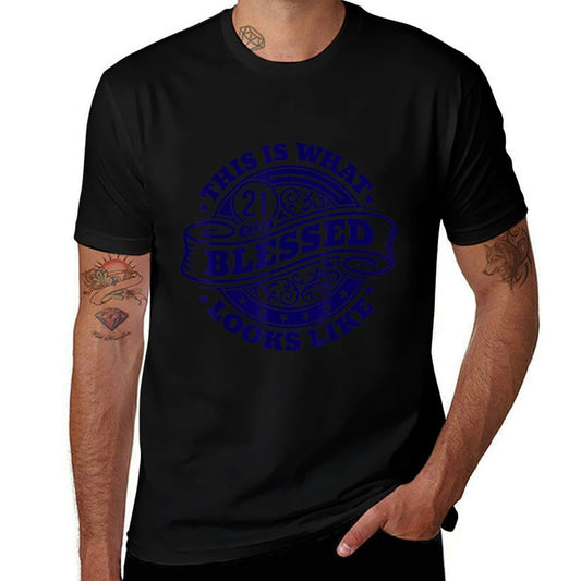 21st Birthday Age 21 Blessed I Religious 21st Birthday  Tagless Design T-Shirt