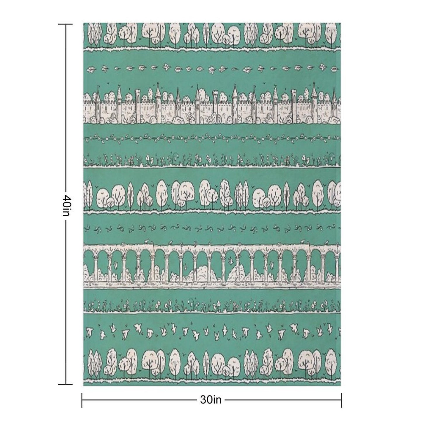 Castles And Colonnades — Turquoise Easy Care Throw Blanket