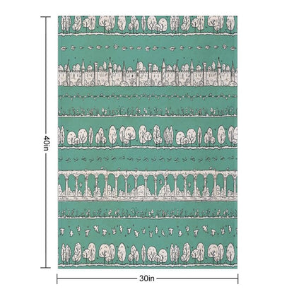Castles And Colonnades — Turquoise Easy Care Throw Blanket
