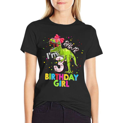 Kids Rawr I'm 3 3rd Birthday T Rex Dinosaur Party For Girls  Quick-drying T-Shirt