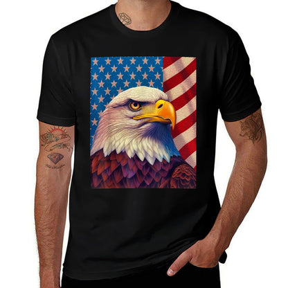 July 4th Independence Day Fourth of July Op Art Bald Eagle  High-quality Stitching T-Shirt