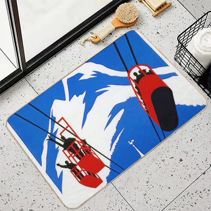 Vintage French Alps Gondola Winter Sport Ski Ad  Versatile Bath Mat