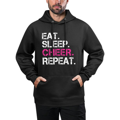 Eat Sleep Cheer Repeat Cheerleading Cheerleader Gifts Kangaroo Pocket Hoodie