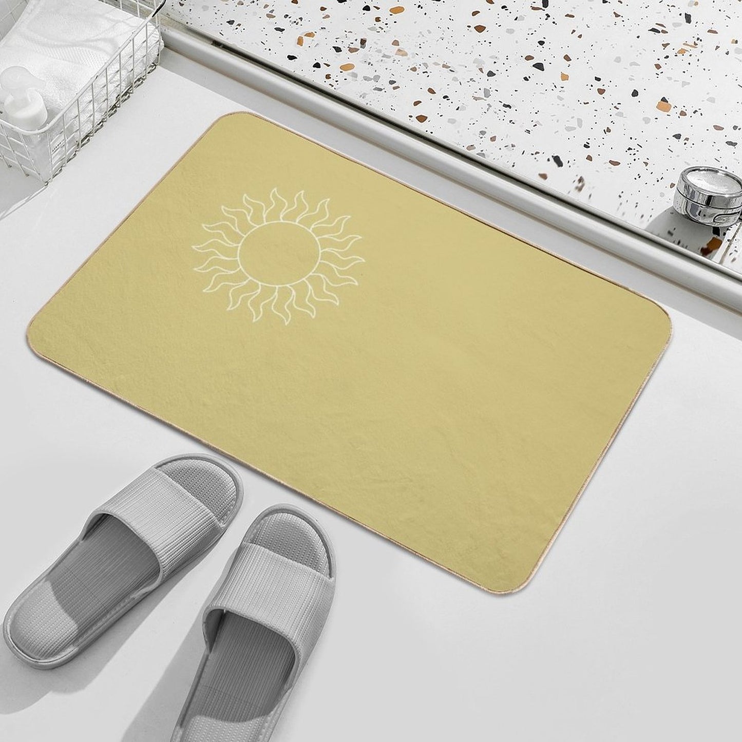 Beige Bohemian Sun Landscape  Non-Slip Bath Mat