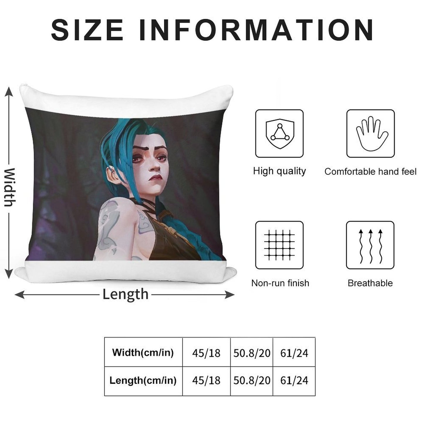 Jinx - Arcane Soft Hidden Zipper Throw Pillow