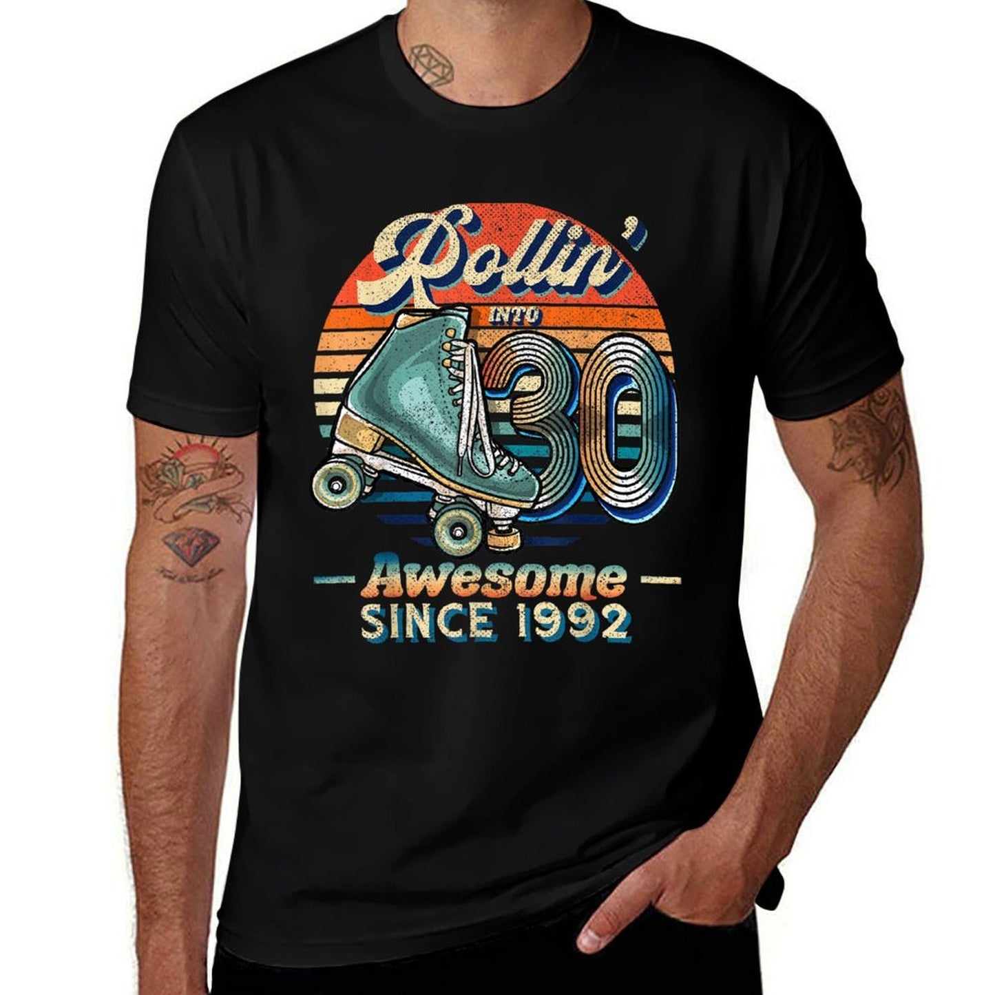 Rollin' Into 30 Awesome 1992 Roller Skating 30th Birthday  Relaxed-fit T-Shirt