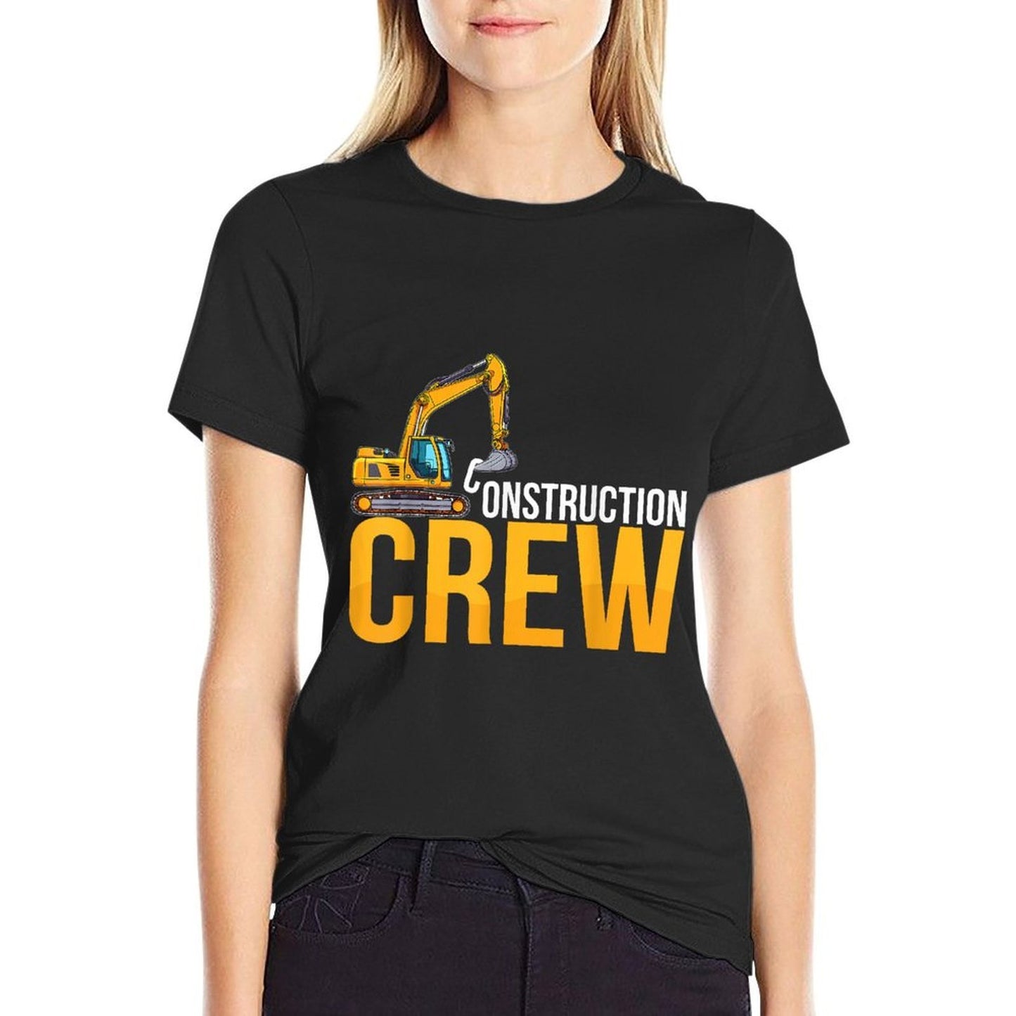 Mens Boys Construction Crew Construction Birthday Party  Rolled Sleeves T-Shirt